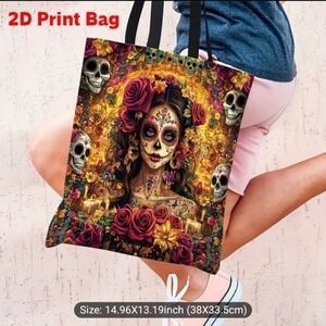 Sugar Skull and Roses Tote Bag